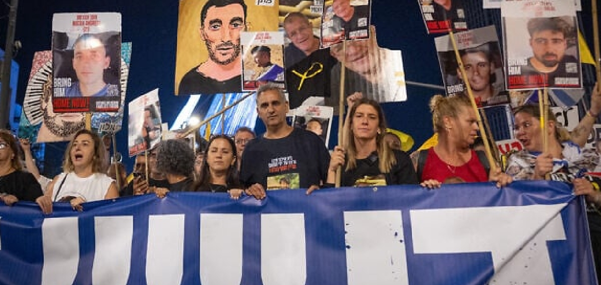 Thousands attend a protest march in Jerusalem calling for an end to the war and the release of all hostages, September 6, 2025