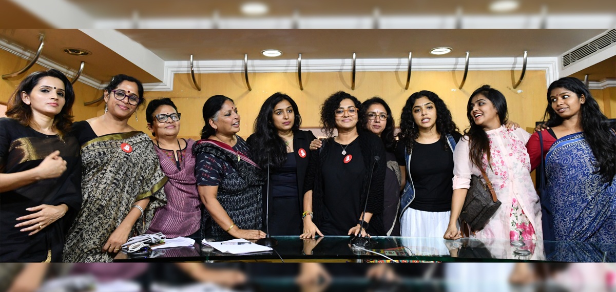 Picture of WCC Members including Parvathy, Revathy, Rima, Ramya Nambeesan