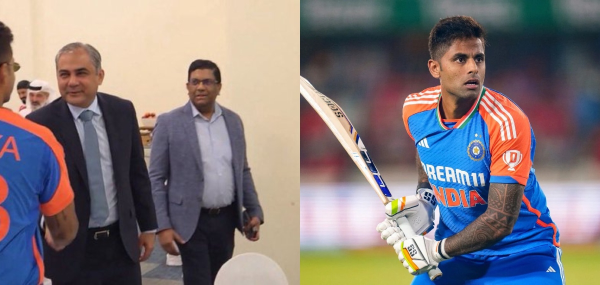 പിസിബി ചീഫിന് കൈകൊടുത്ത് സൂര്യ; രൂക്ഷവിമർശനവുമായി ആരാധകർ