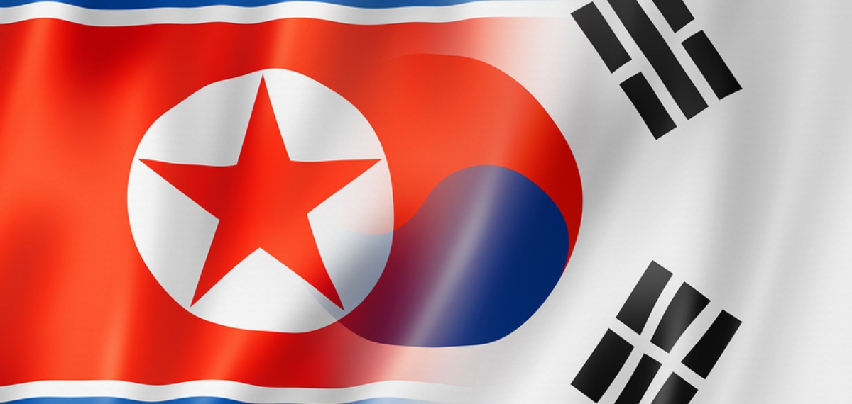 North Korea and South Korea flags