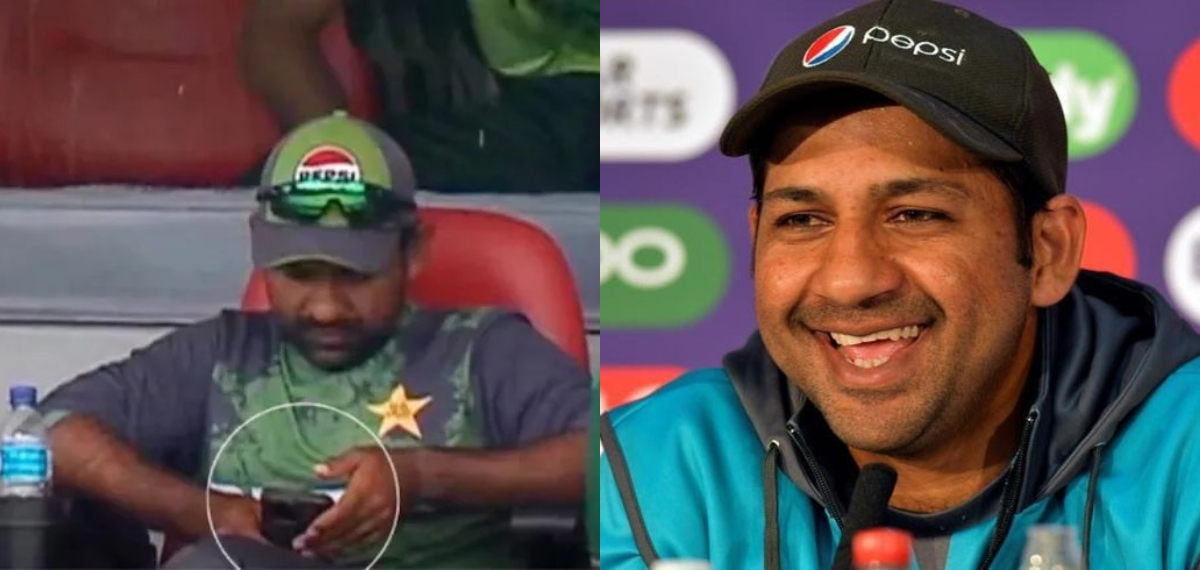 കളി നടക്കുമ്പോള്‍ സ്‌ക്രോള്‍ ചെയ്യുവാണോ? ഇന്ത്യ പാകിസ്താന്‍ മത്സരത്തിനിടെ ഫോണില്‍ കളിച്ച് സര്‍ഫറാസ