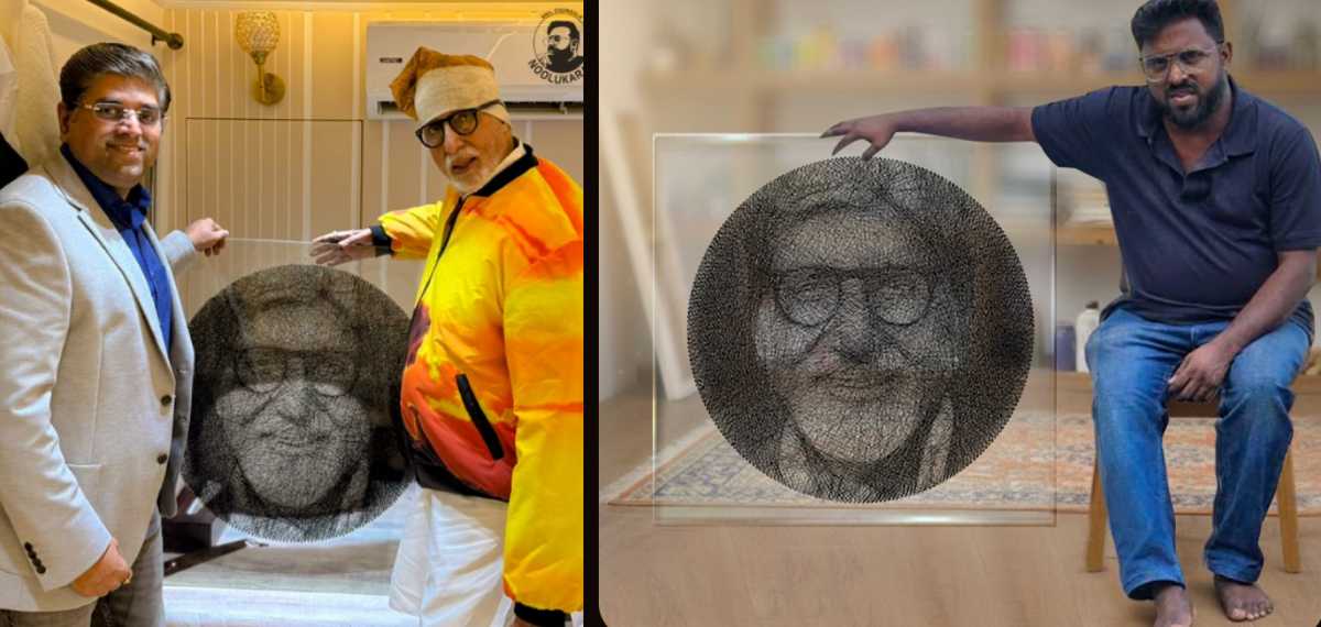 ബിഗ് ബിയെ വിസ്മയപ്പെടുത്തി വയനാട് സ്വദേശി;പിറന്നാൾ സമ്മാനമായി ലോകത്തെ ആദ്യത്തെ ട്രാന്സ്പെരൻ്റ് ത്രെഡ് ആർട്ട്