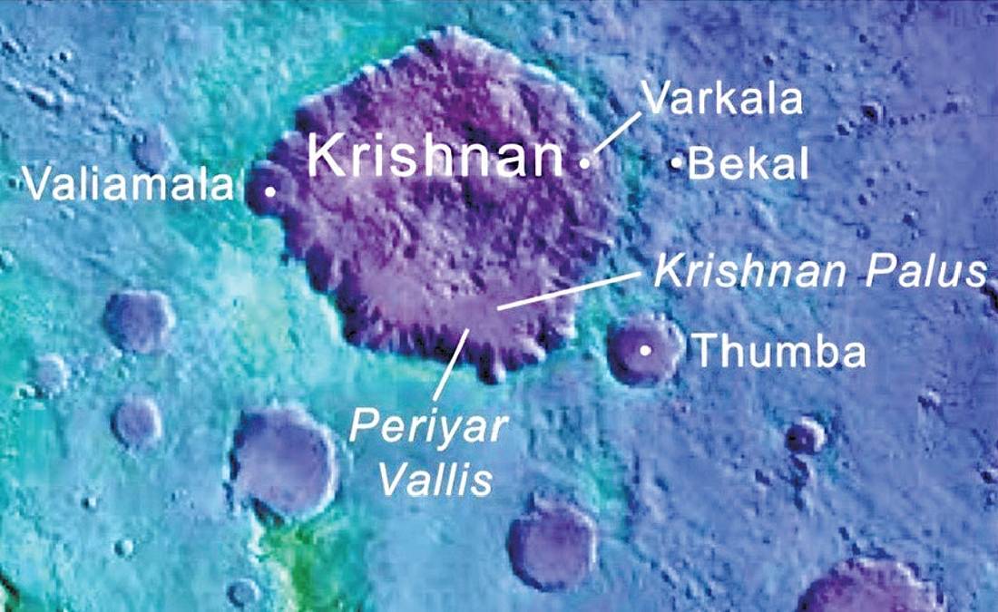 Krishnan crater in Mars