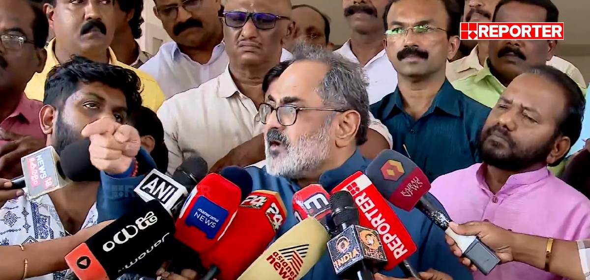 തിരുമല അനിലിന്‍റെ മരണം: 'വേണ്ടാത്ത കാര്യങ്ങൾ പറയരുത്, നാണമില്ലേ'; മാധ്യമങ്ങളോട് കയര്‍ത്ത് രാജീവ് ചന്ദ്രശേഖര്‍