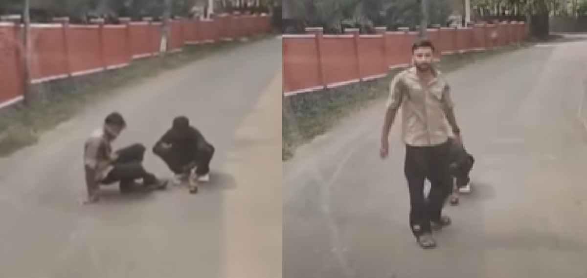 നടുറോഡിൽ ടച്ചിങ്സും ഗ്ലാസുമായി യുവാക്കളുടെ മദ്യപാനം; ഹോണടിച്ച വാഹനങ്ങൾക്ക് നേരെ ഭീഷണി