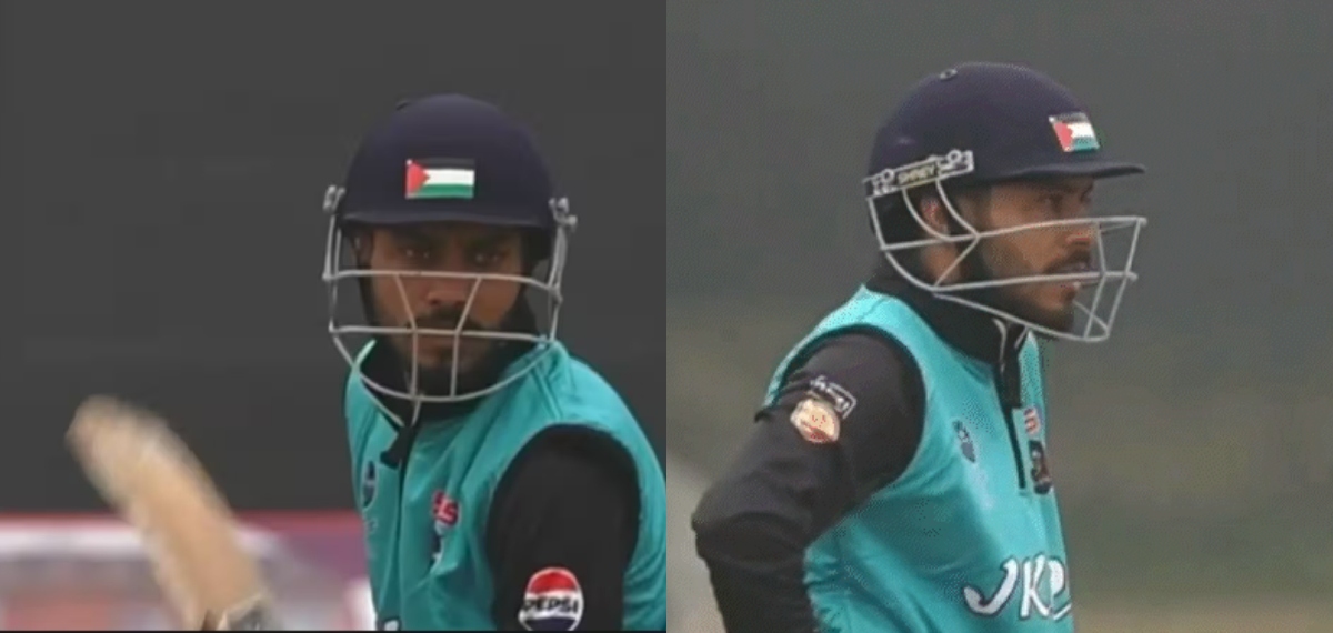 ഹെൽമെറ്റിൽ പലസ്തീൻ പതാക; ജമ്മു കാശ്മീർ ലീഗിൽ വിവാദം; താരത്തിനെതിരെ നടപടി