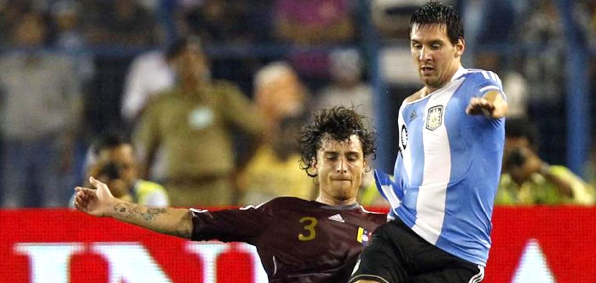 Messi playing in a friendly at the Salt Lake Stadium against Venezuela