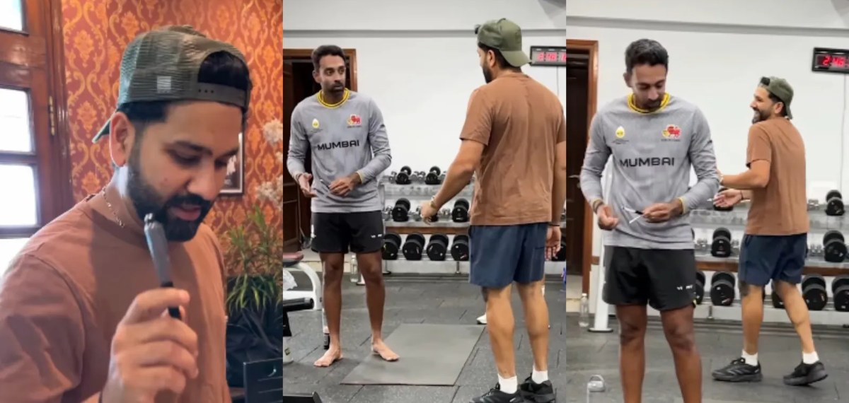 ഈ രോഹിത്തിനെ കൊണ്ട് തോറ്റു! 'ഷോക്ക് പേന'യുമായി ഹിറ്റ്മാന്റെ പ്രാങ്ക്, വീഡിയോ ഏറ്റെടുത്ത് ആരാധകർ