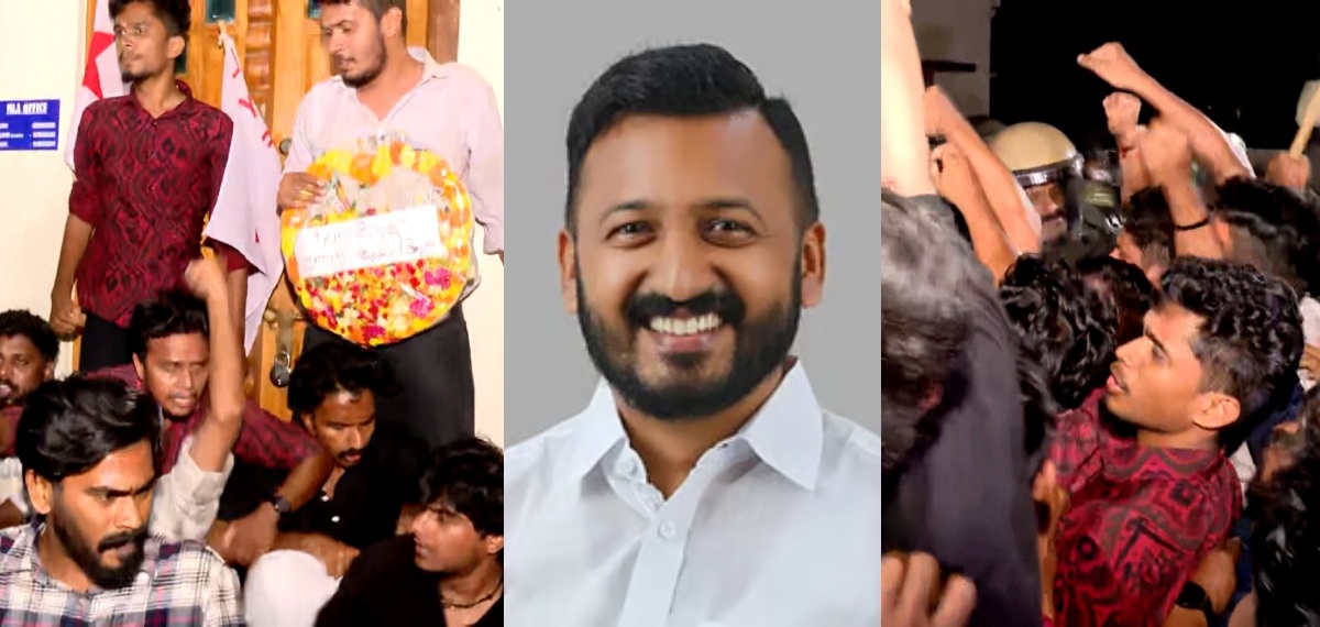 രാഹുൽ മാങ്കൂട്ടത്തിലിനെതിരെ DYFI പ്രതിഷേധം; എംഎൽഎ ഓഫീസിന് മുൻപിൽ റീത്ത് വെച്ച് പ്രവർത്തകർ