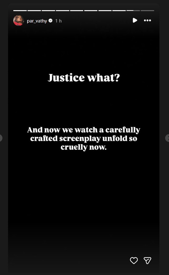 Parvathy Thiruvothu's instagram story