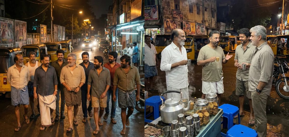 ലുങ്കിയും ബനിയനും അണിഞ്ഞ് കമലും രജിനിയും നടുറോഡിലൂടെ…കൂട്ടിന് യുവതാരങ്ങളും, ചിത്രങ്ങൾ കണ്ട് ഞെട്ടി ആരാധകർ